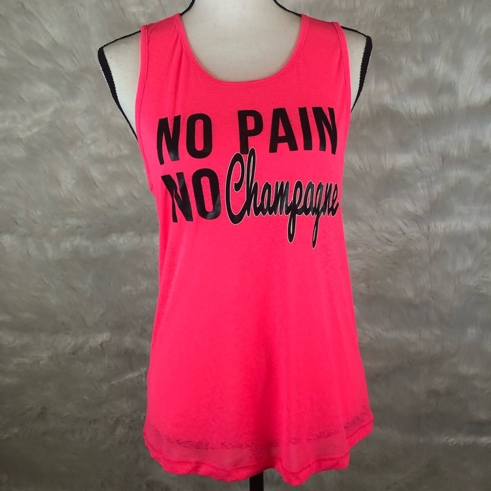 No Pain No Champagne Active Tank NWOT
